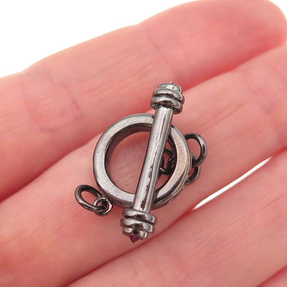 Jolusa Sterling Silver Black Rhodium Ruby Bracelet / Necklace Toggle Lock Clasp